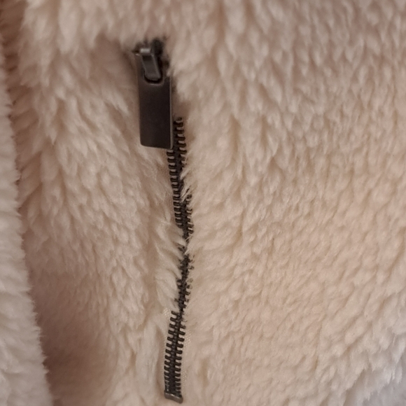 Vintage Furry Cream Zip Up Faux Fur Jacket     Size XL - Picture 6 of 8